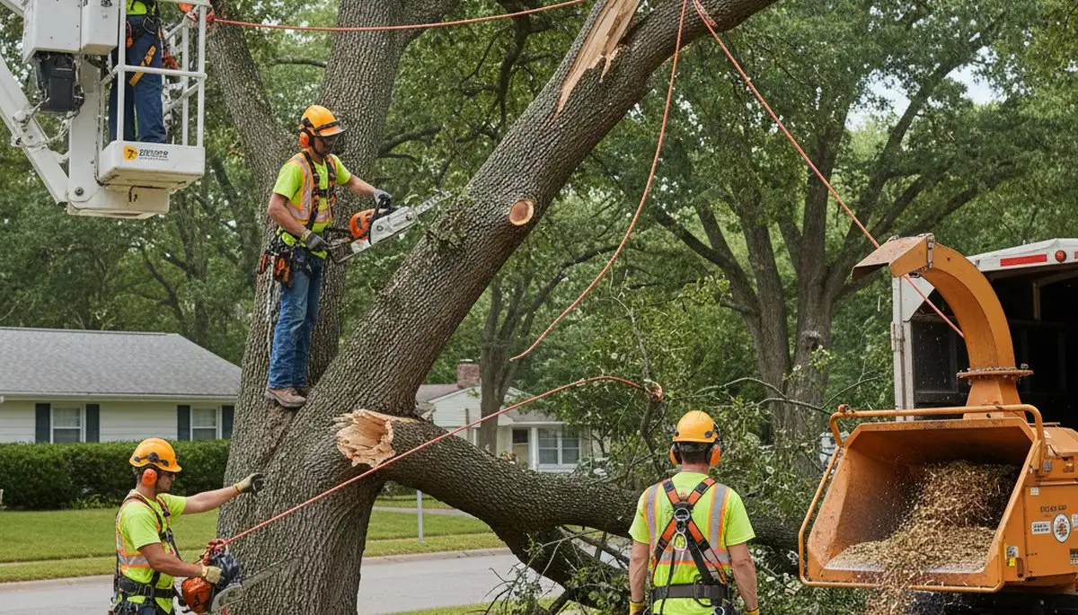 Aurora, CO emergency tree services crew removing storm-damaged fallen tree