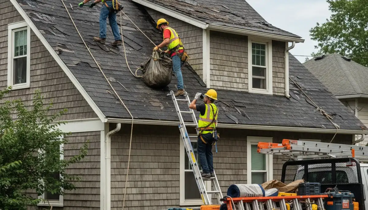Aurora, CO tree crew removing storm-damaged limbs for safe property cleanup