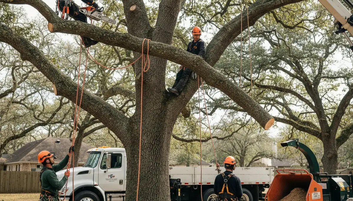 Aurora, CO tree removal crew removing a hazardous dead tree from a residential property