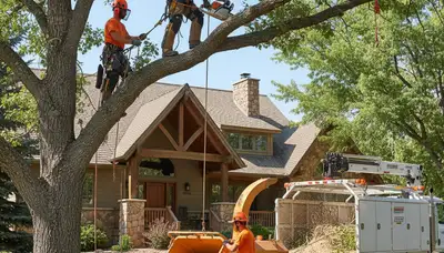 Tree service crew in Aurora, CO providing professional tree removal for a residential property