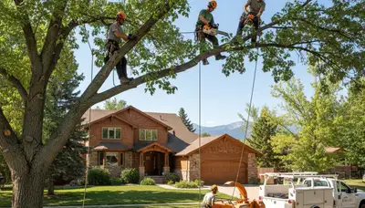 Tree service crew in Aurora, CO providing professional tree removal and trimming