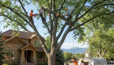 Tree service crew in Aurora, CO providing professional tree removal and trimming services