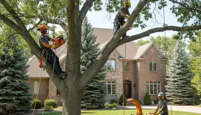 Tree service crew in Aurora, CO removing a tree for safe, professional property care