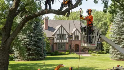 Tree service crew in Aurora, CO providing professional tree removal for a residential property