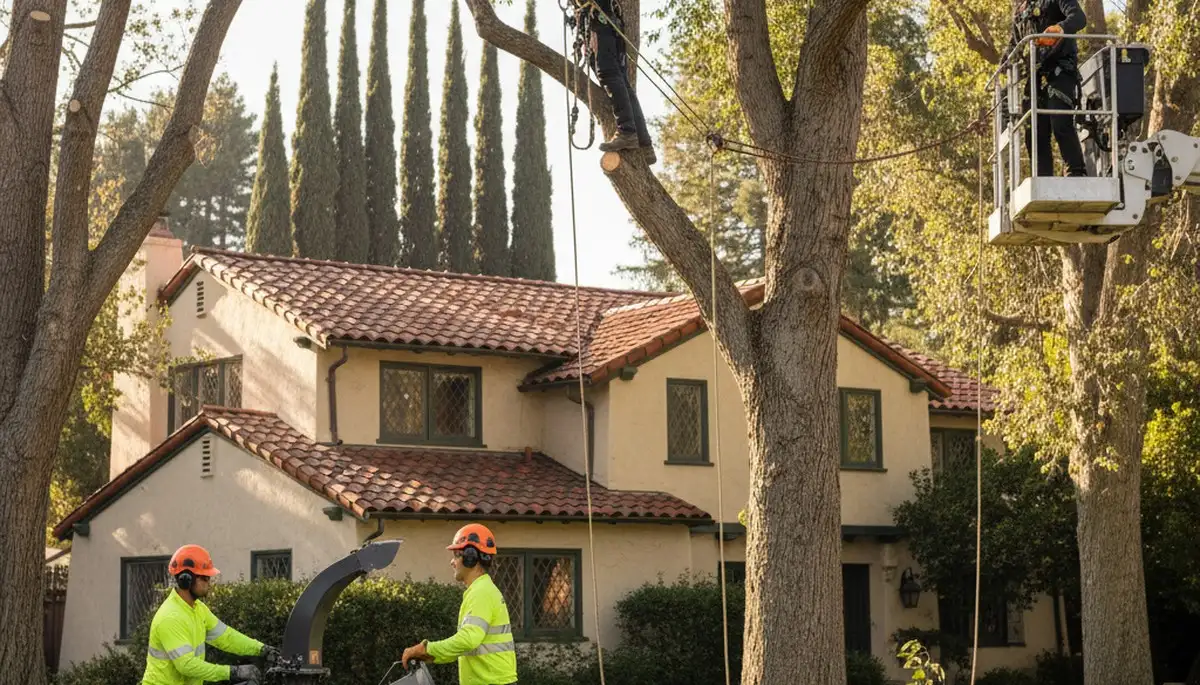 Tree service crew in Aurora, CO performing professional tree removal for a residential property