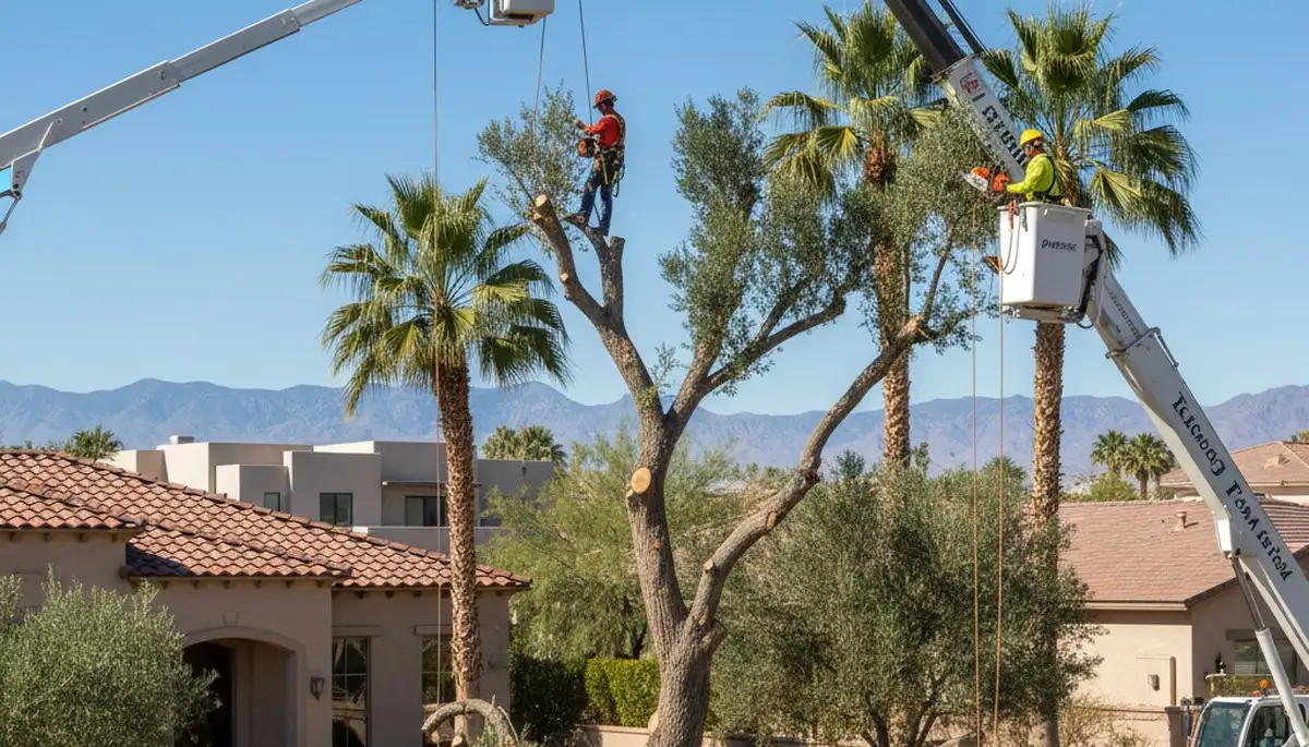 Tree service crew in Aurora, CO providing professional tree removal for a local property
