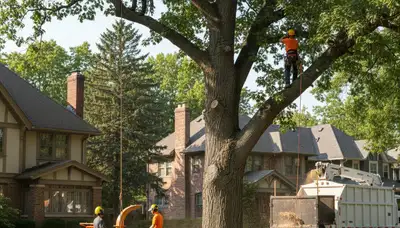 Tree service crew in Aurora, CO providing professional tree removal and trimming services
