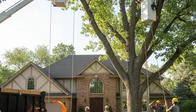 Tree service crew in Aurora, CO performing professional tree removal and cleanup