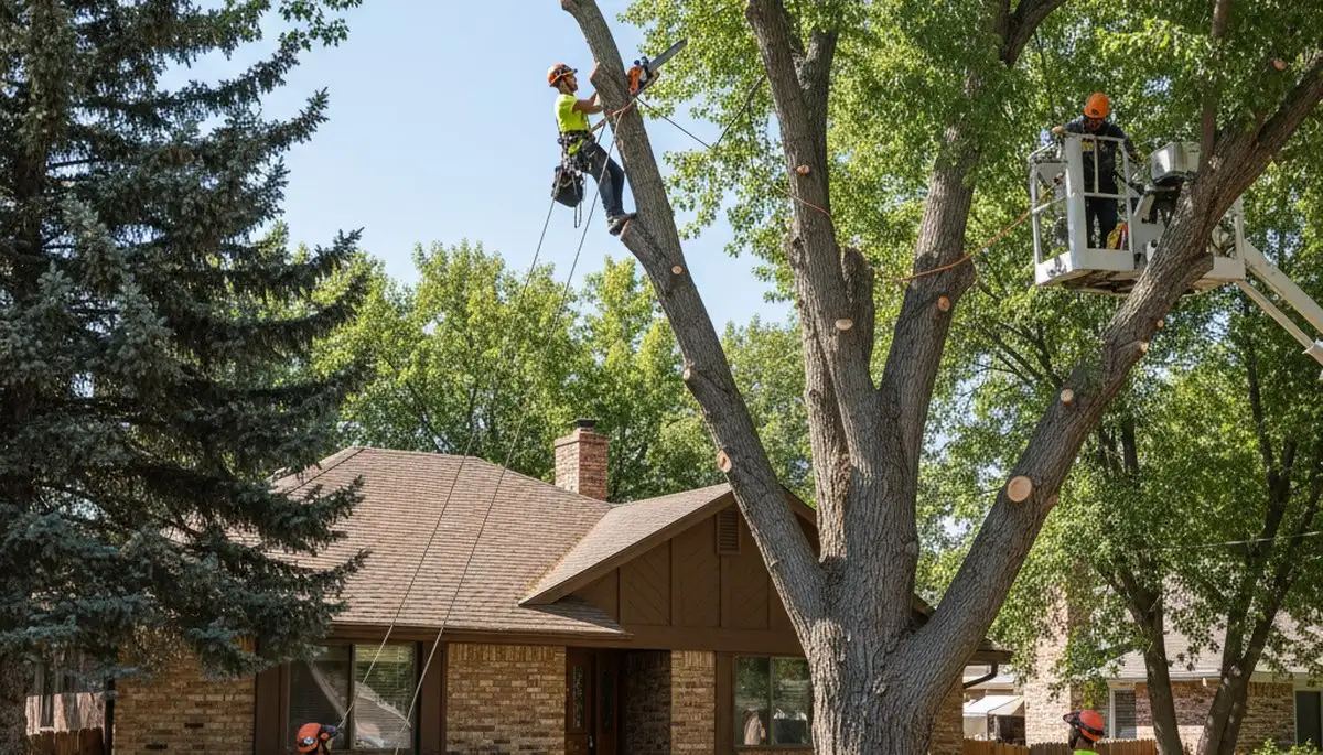 Tree service crew removing a tree in Aurora, CO for safe, professional property care