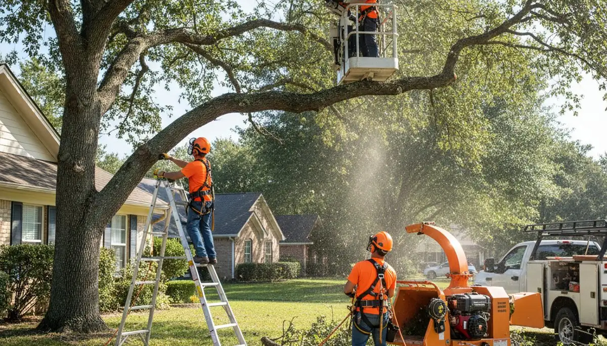 Aurora, CO tree trimming crew pruning trees for safety, health, and curb appeal